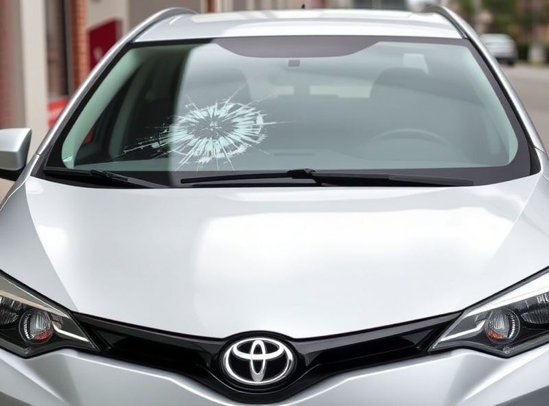 Toyota Corolla windshield with chip and crack damage that needs repair