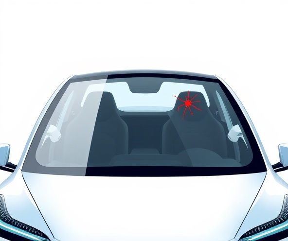 Tesla windshield illustration for Mikes Mobile Glass service area
