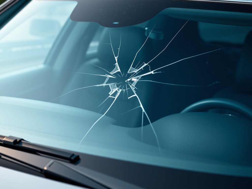 Hyundai Tucson windshield with chip and crack damage that needs repair