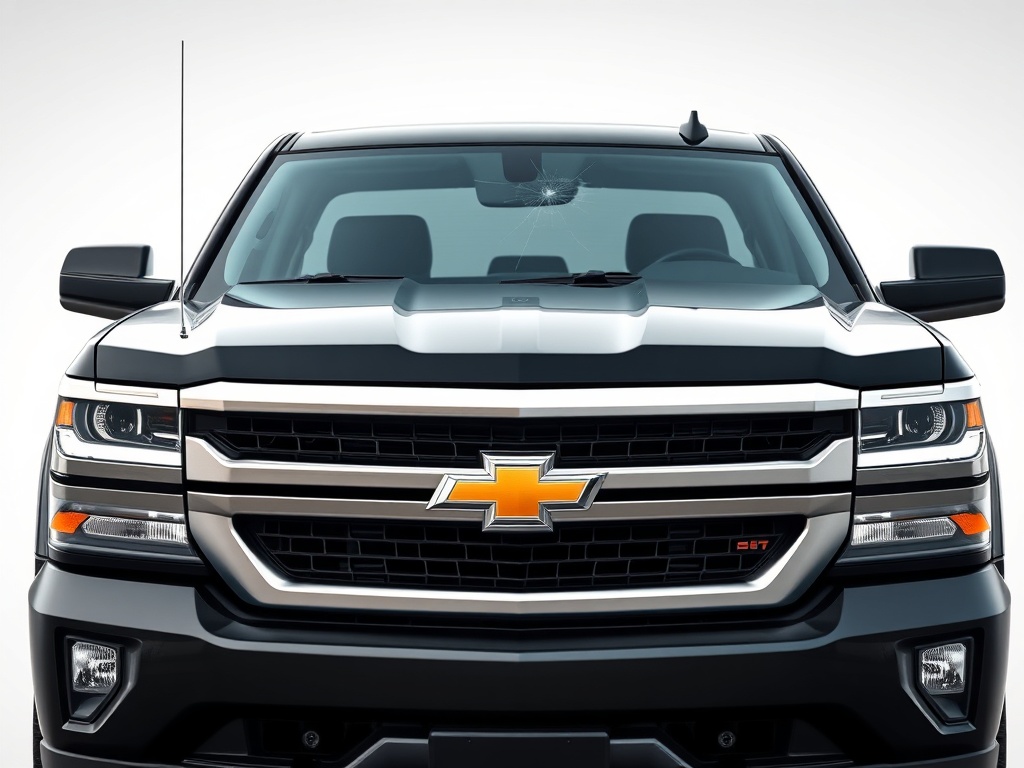 Chevrolet windshield with chip and crack damage that needs repair