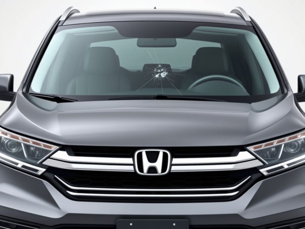 Honda windshield with chip and crack damage that needs repair