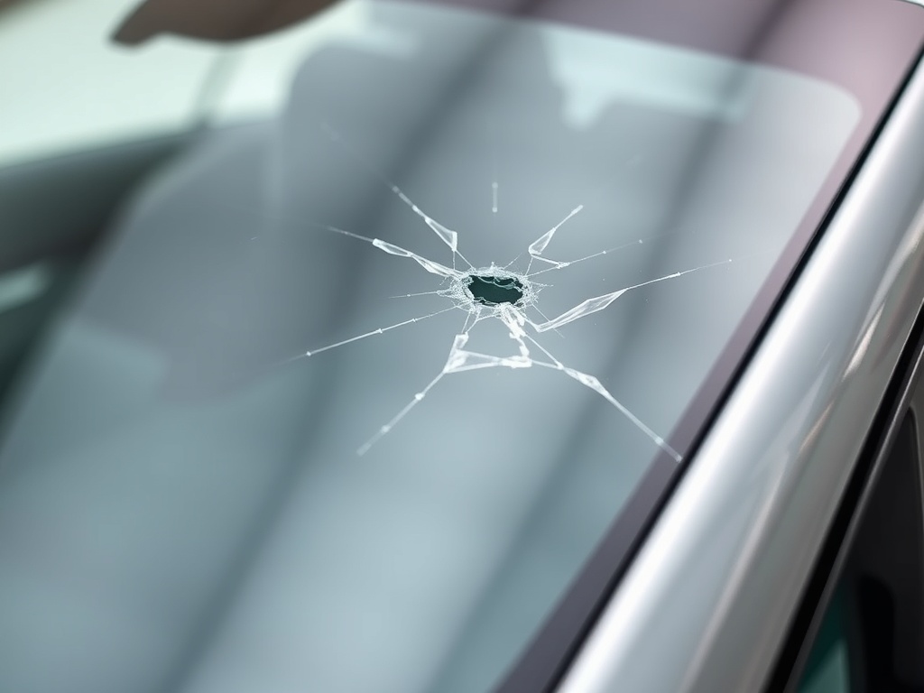 Kia Forte windshield with chip and crack damage that needs repair