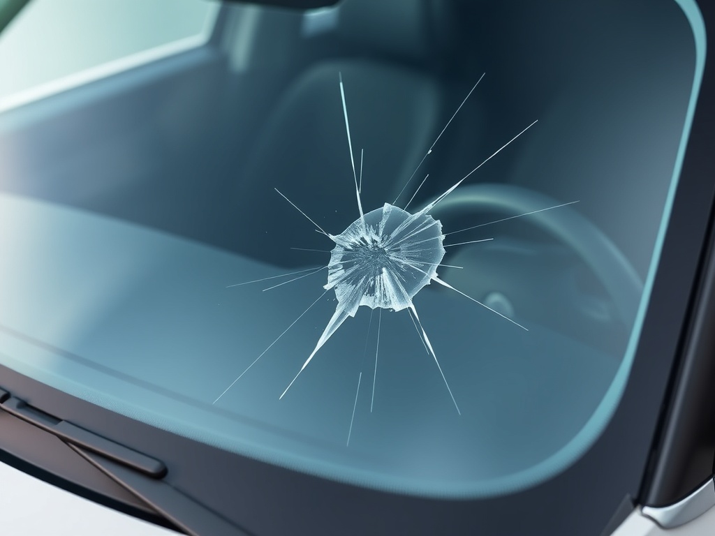 Kia Soul windshield with chip and crack damage that needs repair