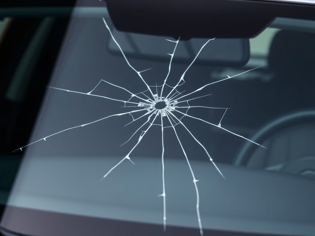 Kia K5 windshield with chip and crack damage that needs repair