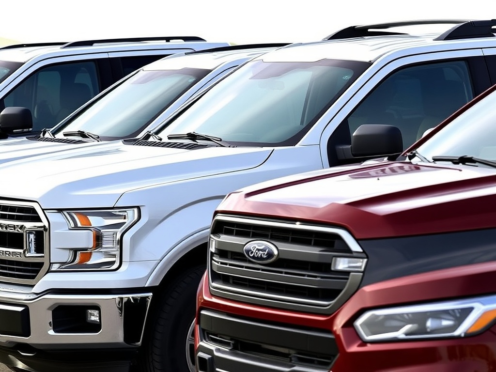 Collection of Ford vehicles including F-150, Ranger, Explorer, and Escape