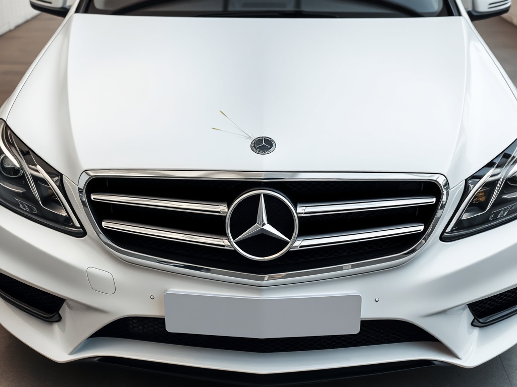 Mercedes windshield with chip and crack damage that needs repair