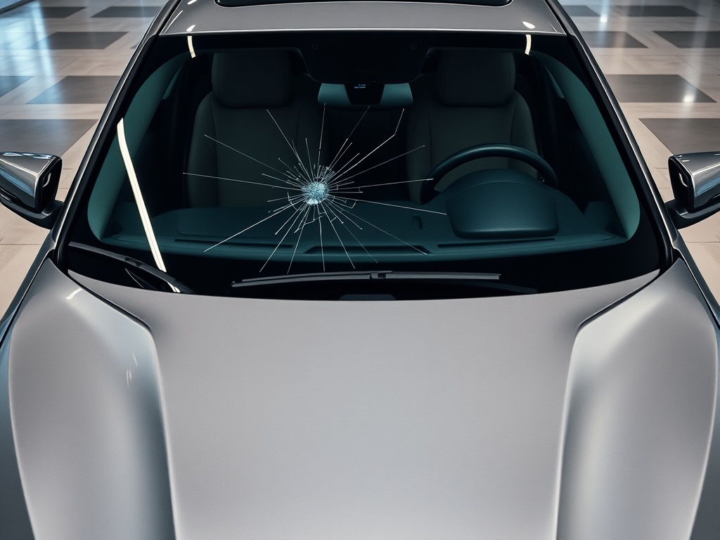 BMW windshield with chip and crack damage that needs repair