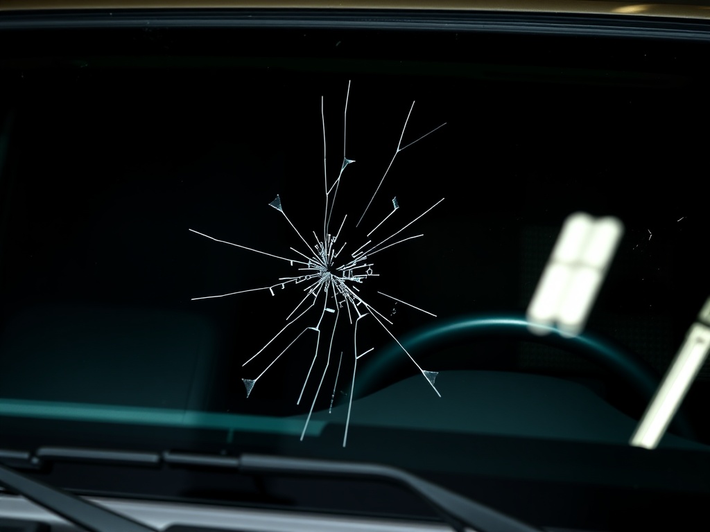 Jeep Gladiator windshield with chip and crack damage that needs repair