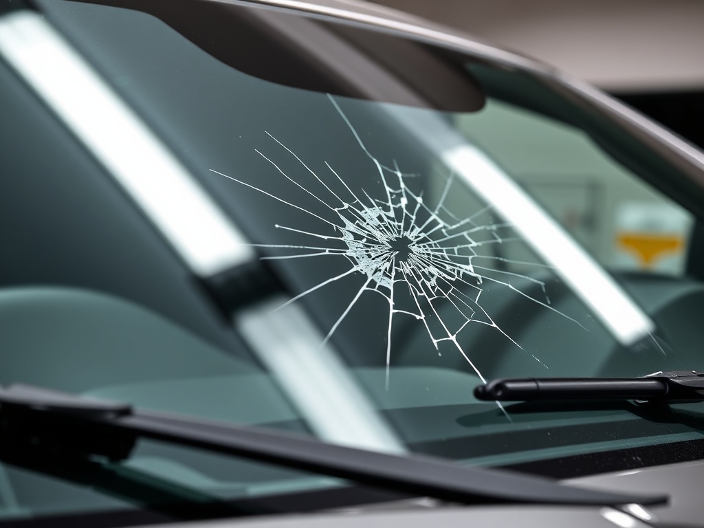 Jeep Grand Cherokee windshield with chip and crack damage that needs repair