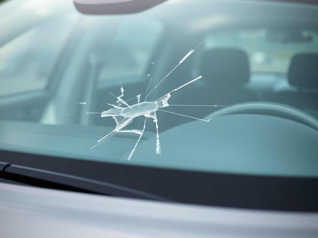 Kia Telluride windshield with chip and crack damage that needs repair