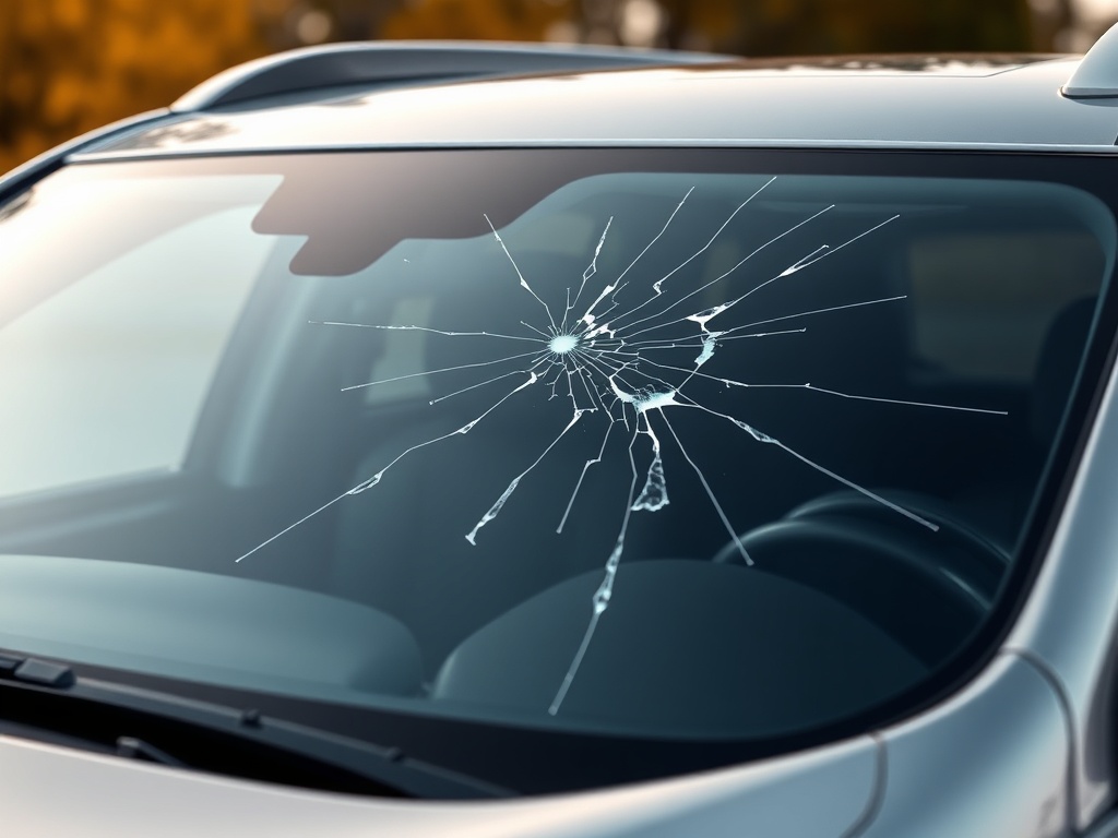 GMC Acadia windshield with chip and crack damage that needs repair