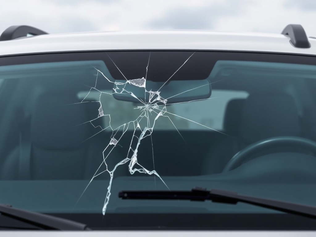 GMC Yukon windshield with chip and crack damage that needs repair