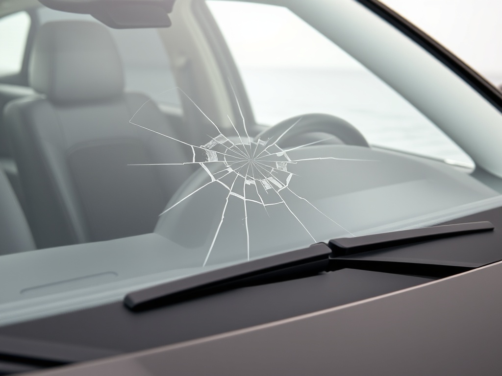 Jeep Compass windshield with chip and crack damage that needs repair