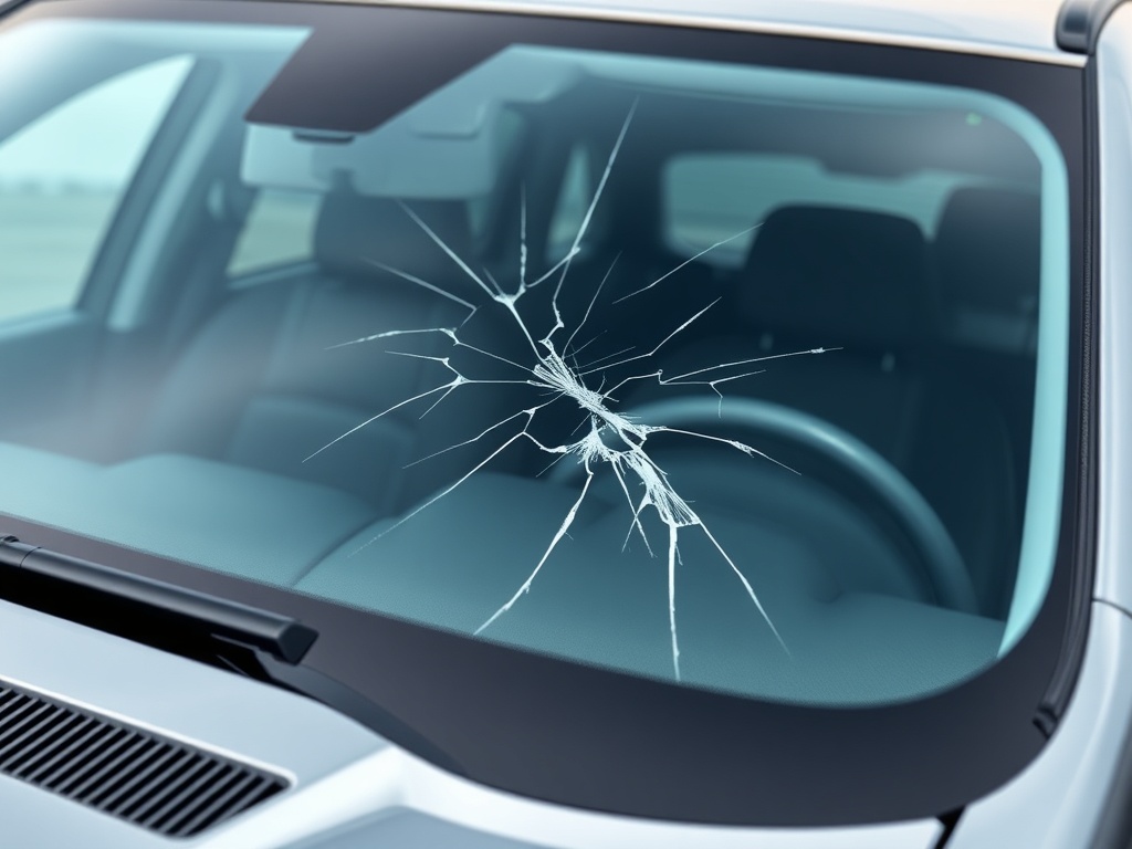 GMC Terrain windshield with chip and crack damage that needs repair