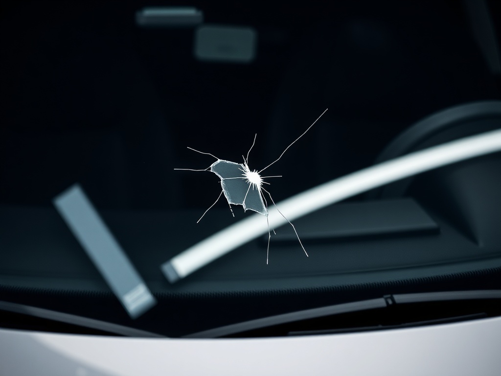 BMW 3-Series windshield with chip and crack damage that needs repair