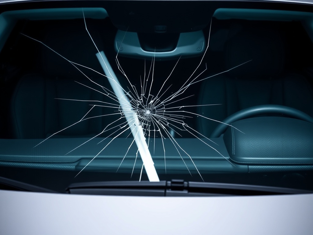 BMW 5-Series windshield with chip and crack damage that needs repair