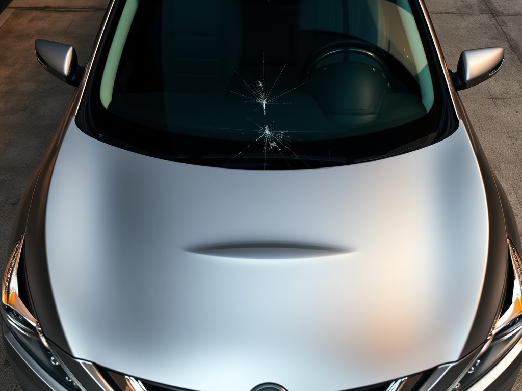 Nissan Altima windshield with chip and crack damage that needs repair