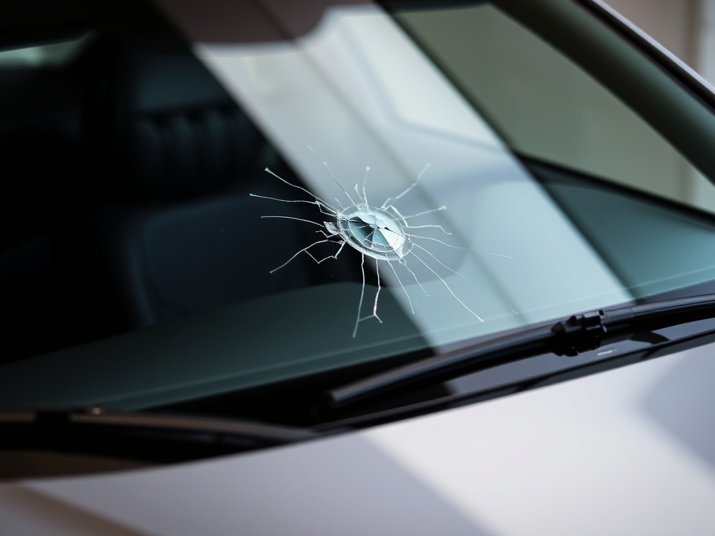 Subaru Legacy windshield with chip and crack damage that needs repair