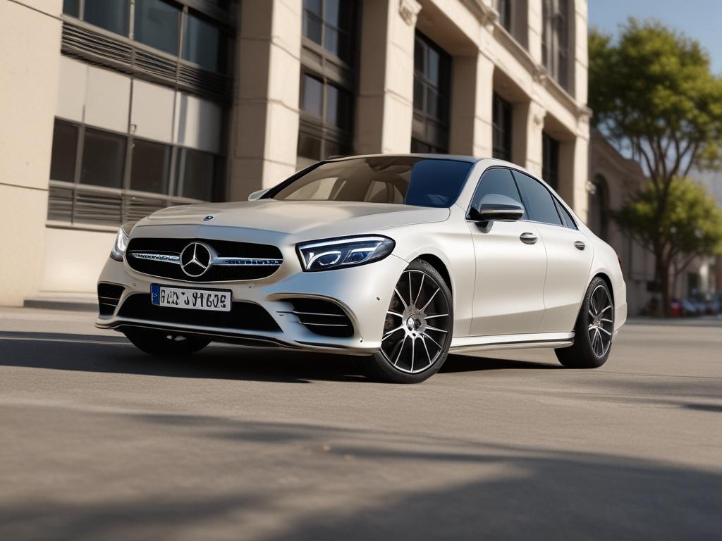 A hyper realistic close up shot of a Mercedes Benz