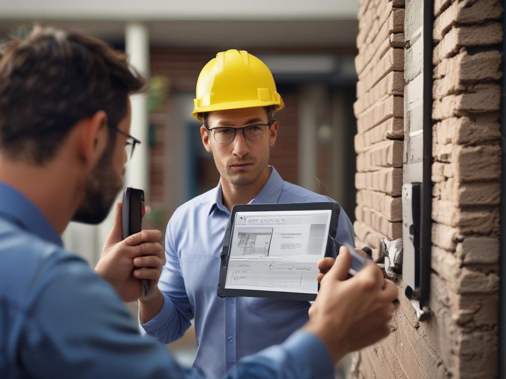 A close up shot of an insurance adjuster inspecting a