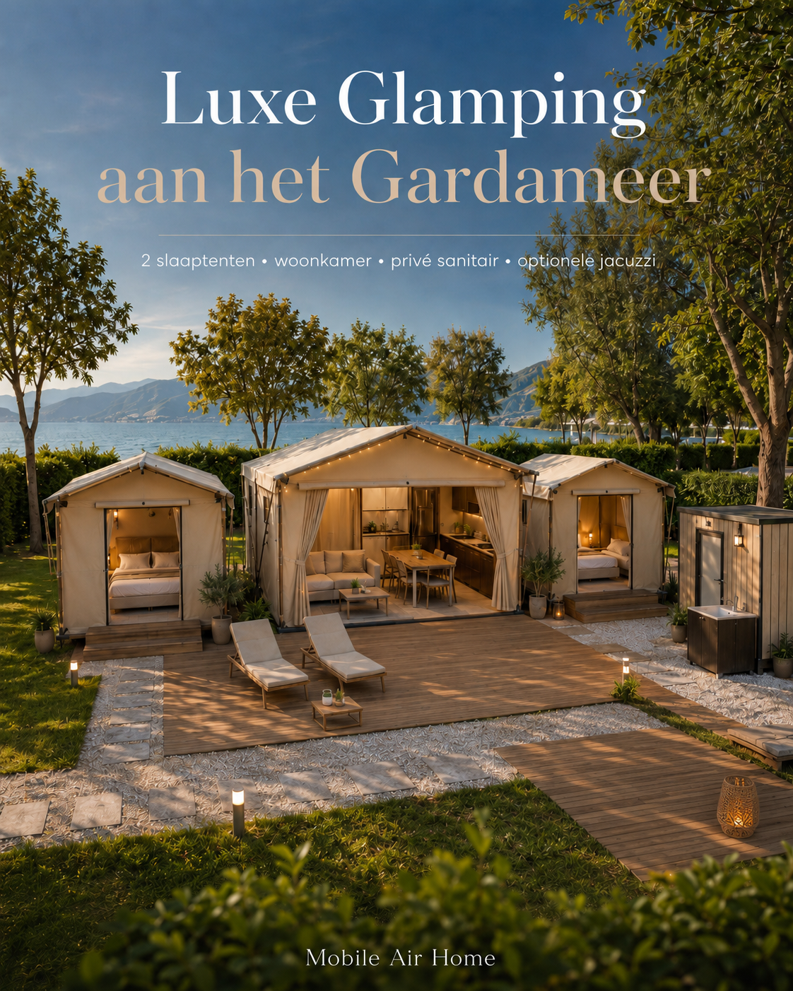 Glamping Gardameer - luxe tent setup aan het meer