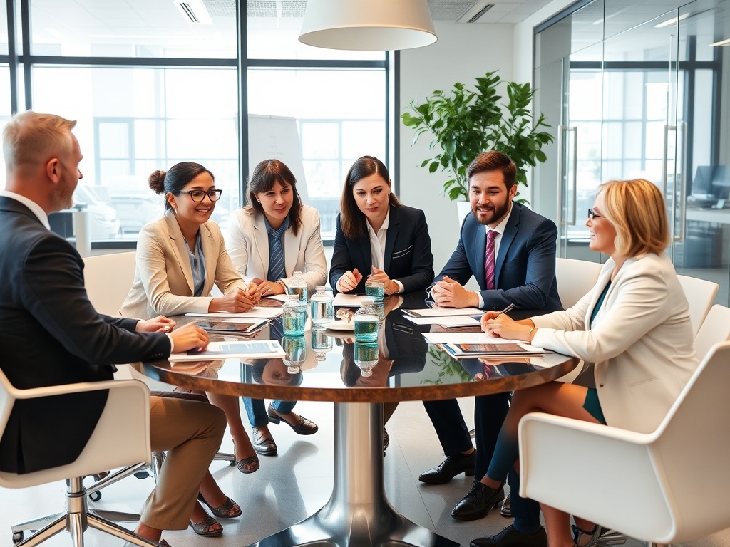 Diverse pharmaceutical leadership team collaboration