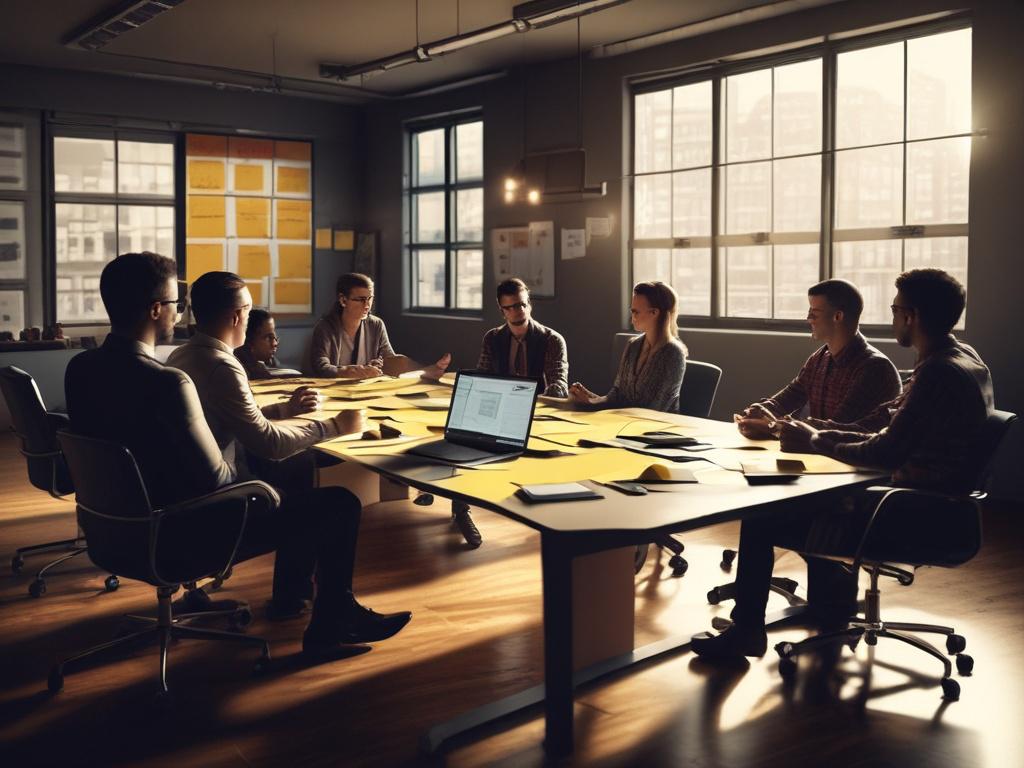 A realistic high resolution of a brainstorming session with a