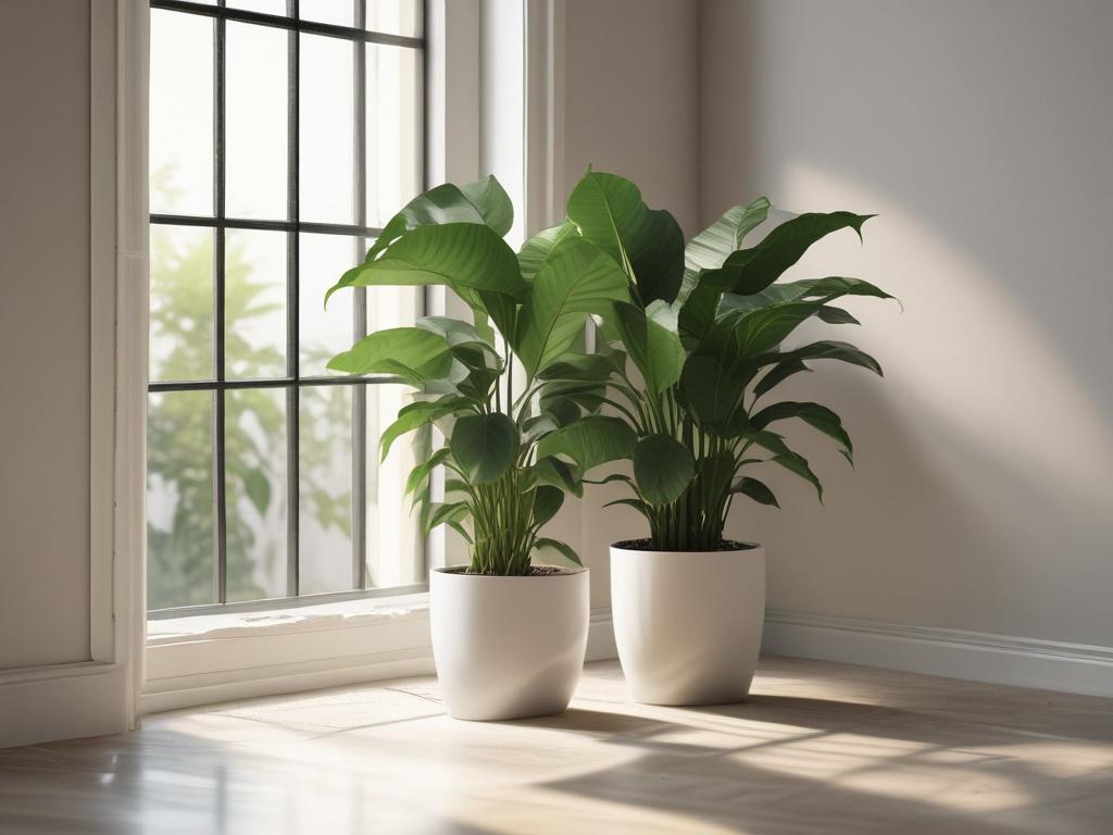 **AI Image Generation Prompt:**

Create a realistic high-resolution photo depicting a single lush indoor plant known for its air-purifying qualities, such as a Peace Lily or Snake Plant. The plant should be positioned centrally in the frame, showcasing its vibrant green leaves with a few delicate white blooms, if applicable. The composition should be simple and clear, with the plant set against a softly blurred background to emphasize its beauty. The background can include elements of a modern, well-lit int