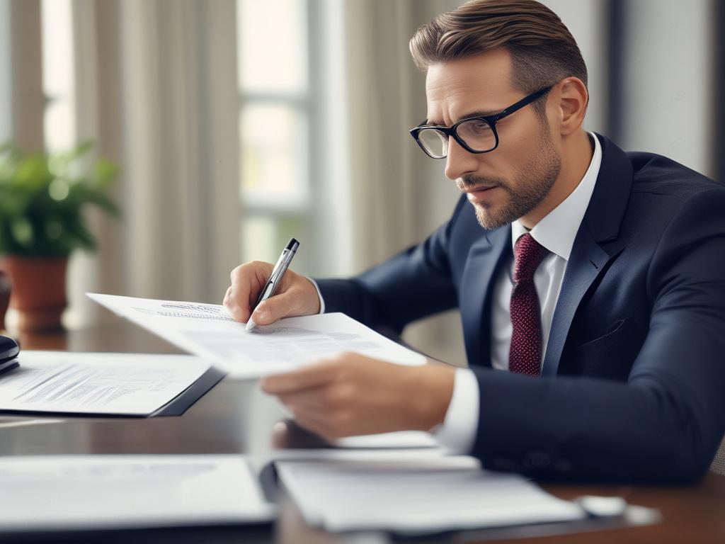 A close up shot of a professional financial advisor reviewing