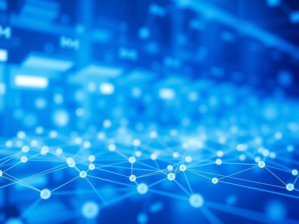 A high resolution image illustrating decentralized data storage, with interconnected