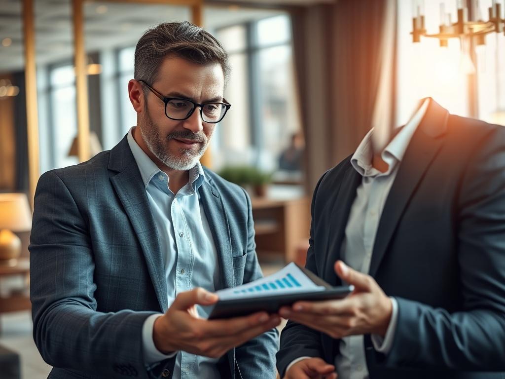 A close up shot of a confident business consultant discussing