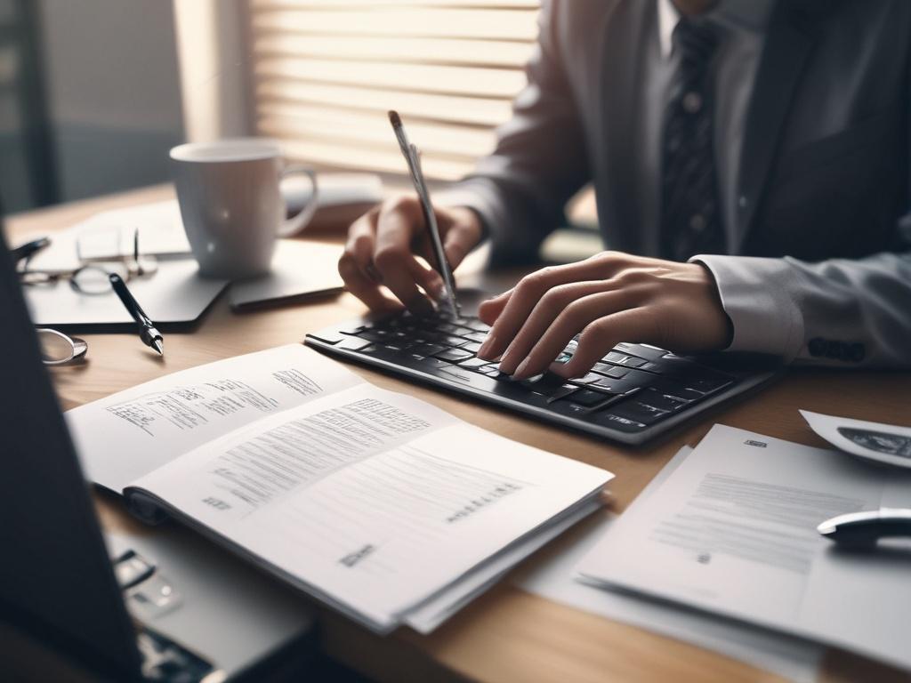 A close up image of hands carefully organizing documents and