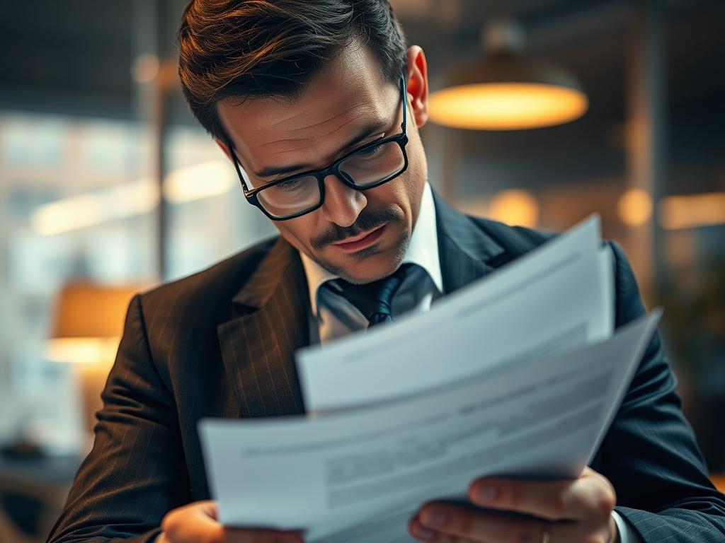 A close up shot of a professional private investigator reviewing