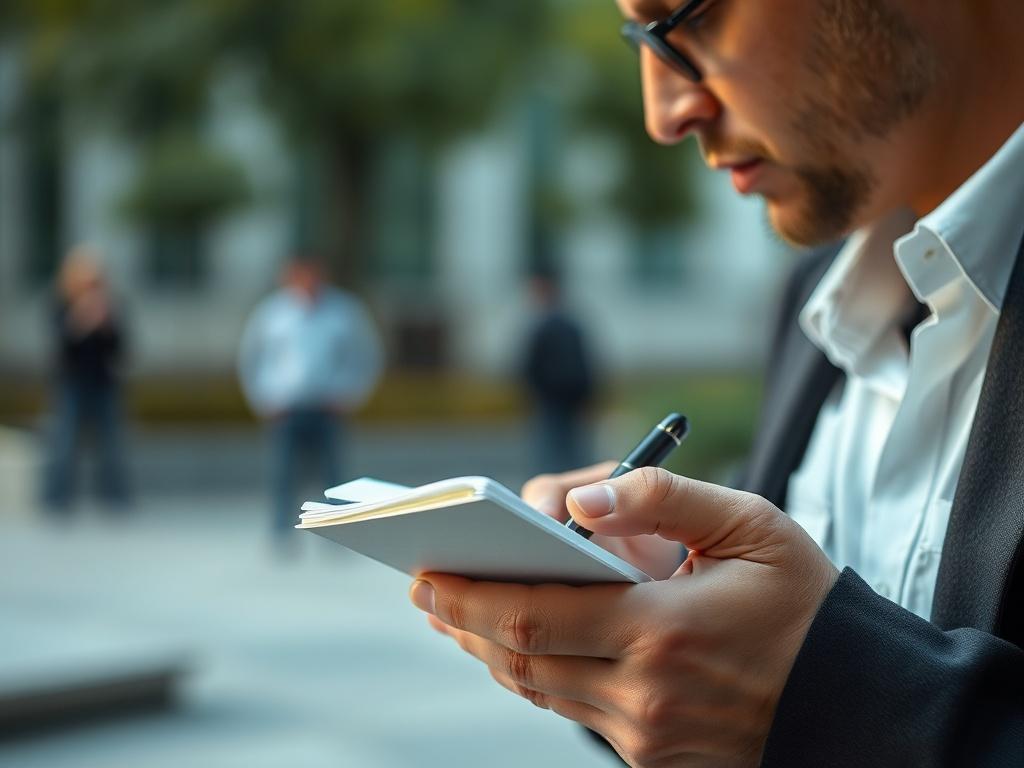 A close up shot of a private investigator holding a