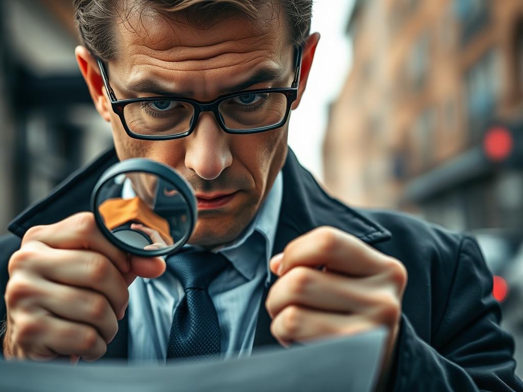 A close up shot of a private investigator holding a