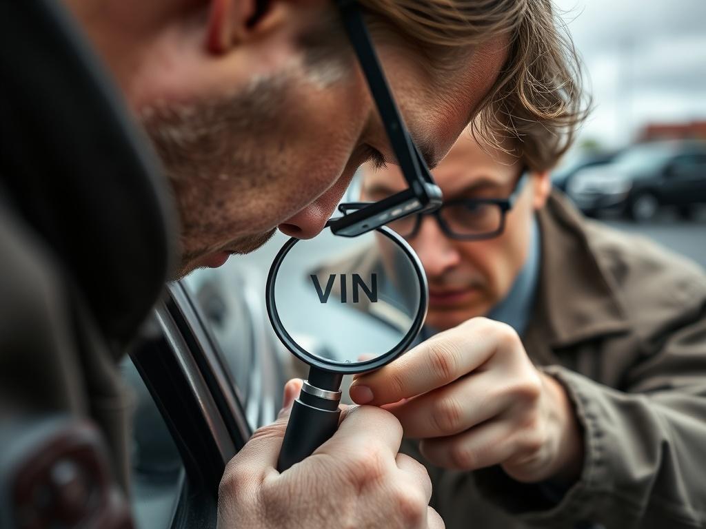 A realistic close up shot of a private investigator examining