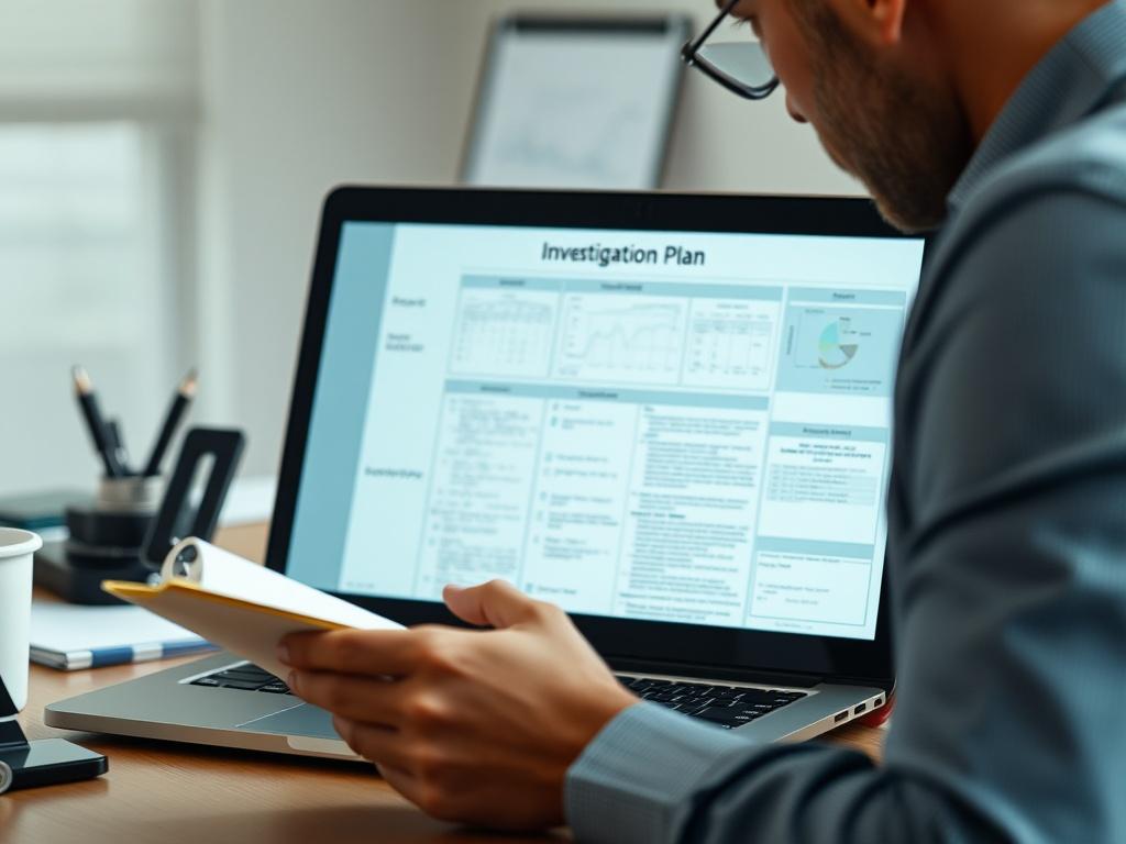 A close up shot of a private investigator reviewing a