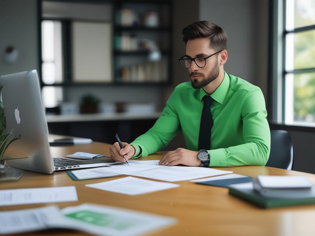 A close up shot of a confident individual reviewing financial