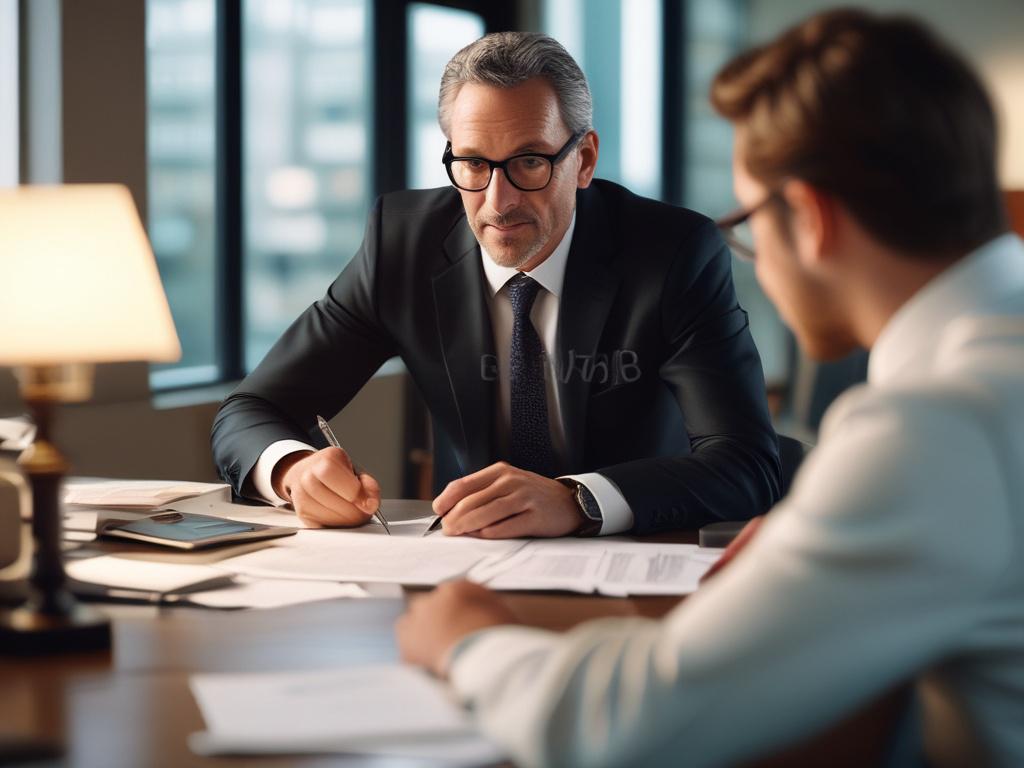 a close up shot of a financial planner reviewing documents