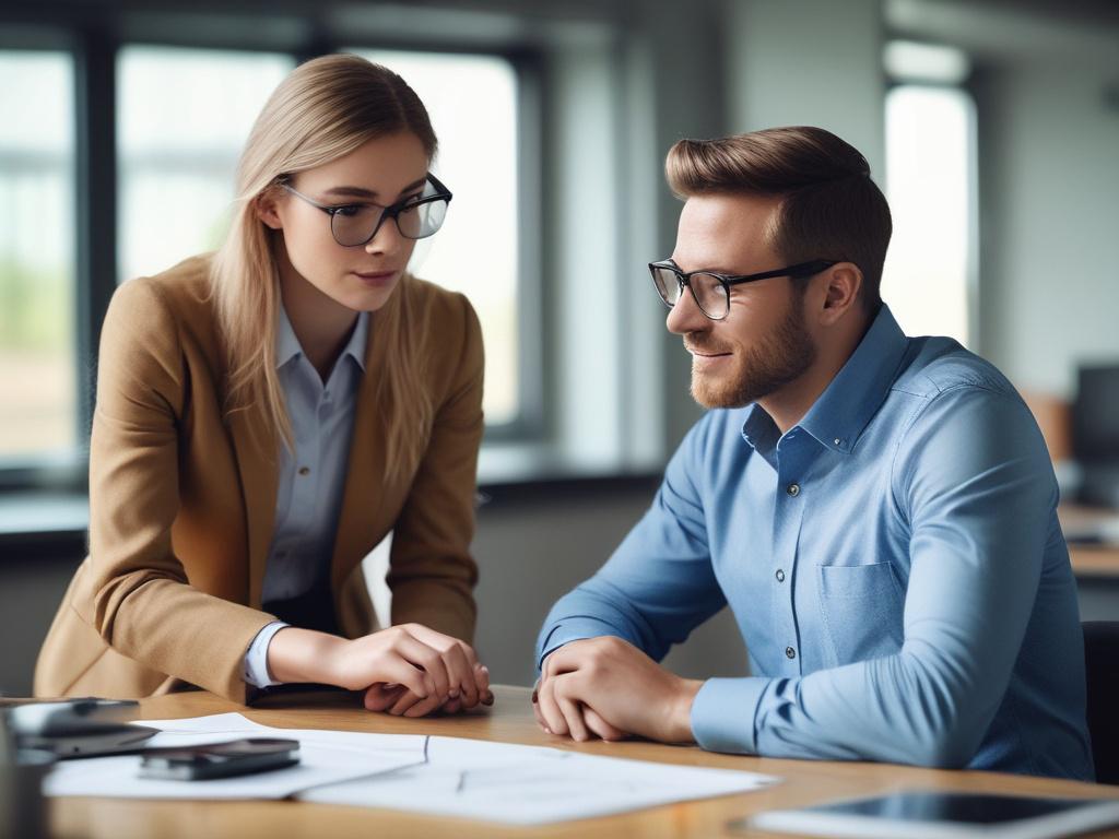 close up of a mentor guiding a client through a