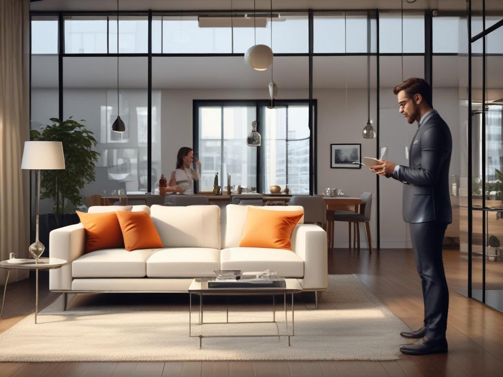 A stylish, modern apartment interior with tasteful furnishing and bright