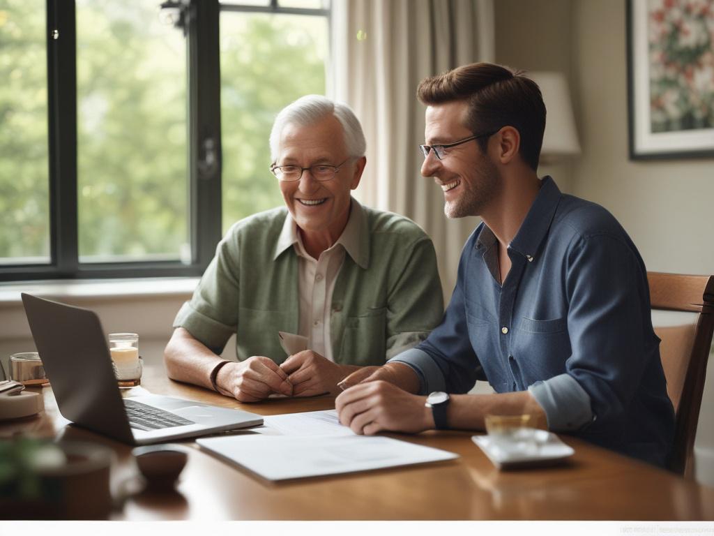 A serene image of a couple discussing their retirement plans