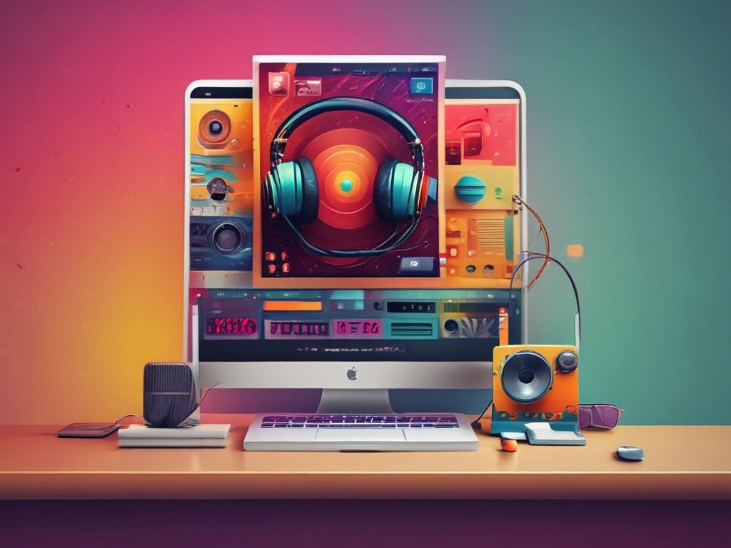 A vibrant music blog layout, showcasing musical trends and artists,