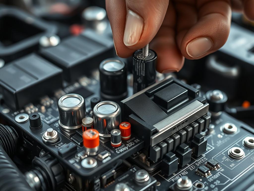 A hyper realistic close up shot of an automotive electronic