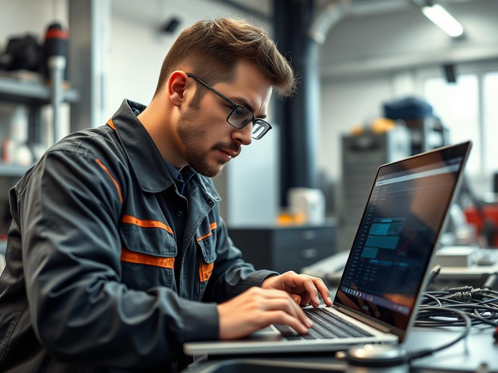 A close up shot of a technician programming an automotive