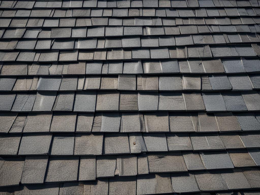 A close up shot of freshly installed shingles on a