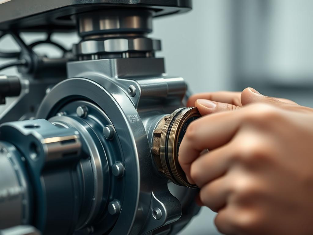 A hyper realistic close up shot of a hydraulic pump