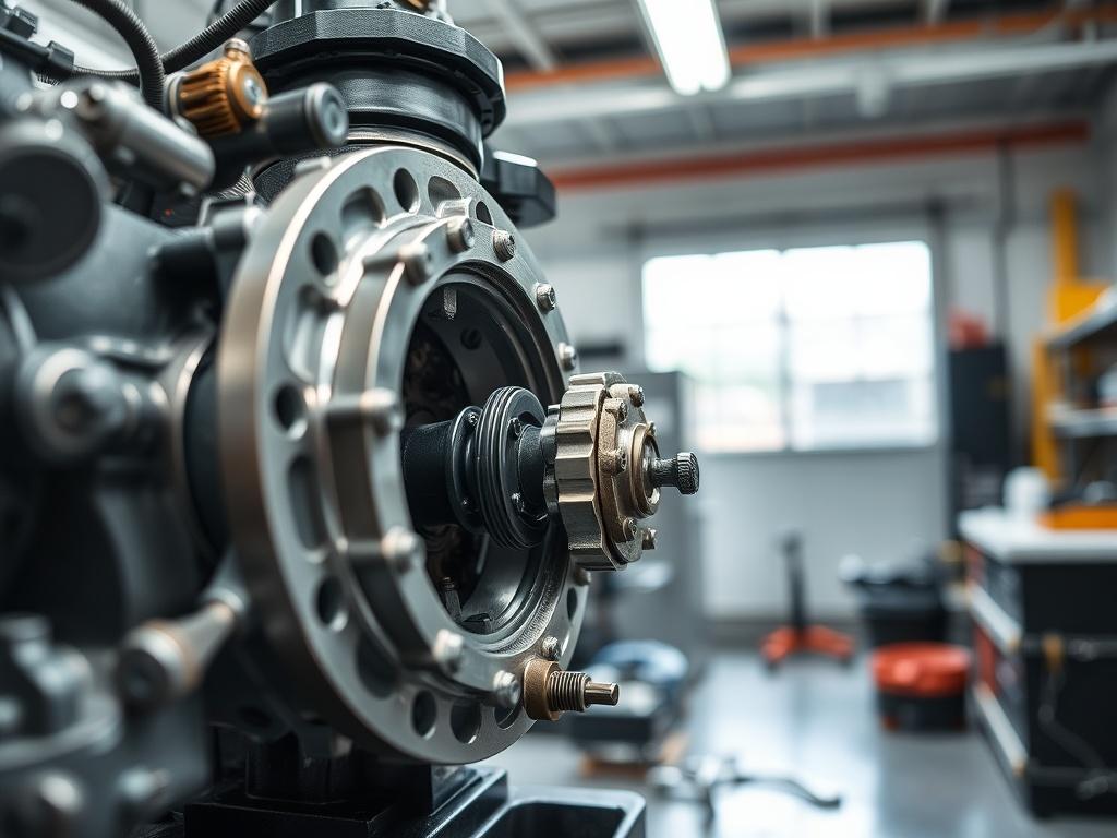 A close up shot of a hydraulic pump being disassembled