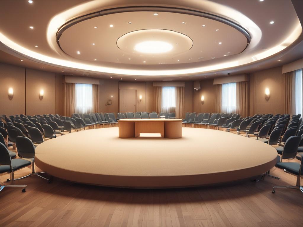An inviting setting for a seminar with a podium and