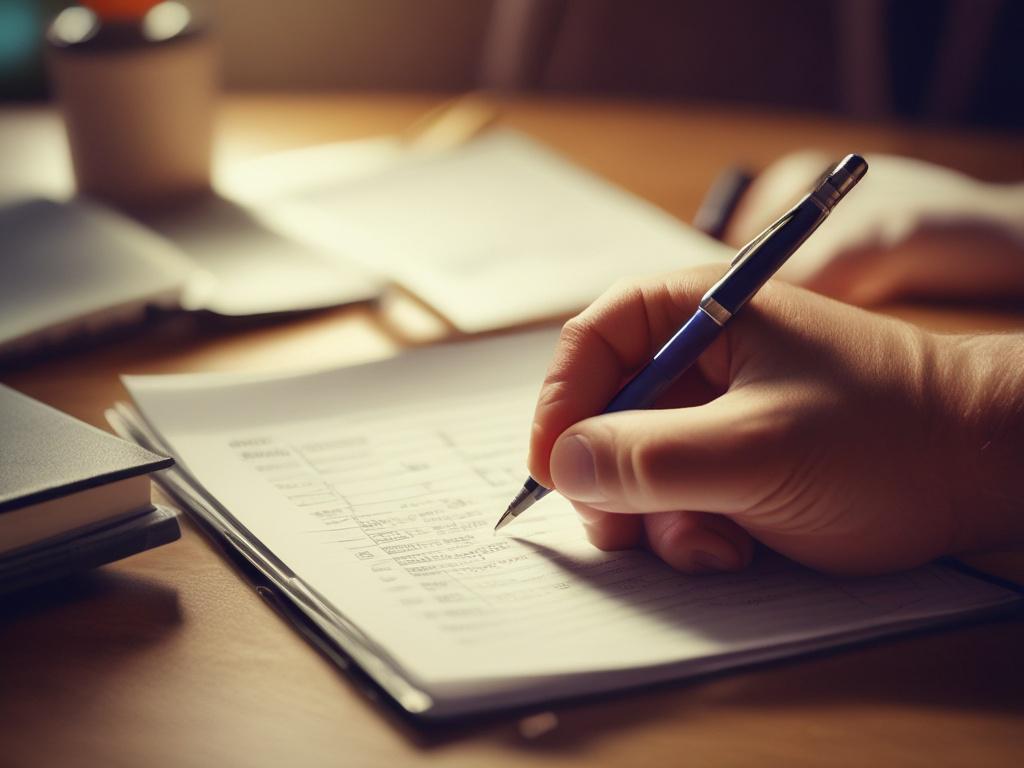 A close up shot of a person writing a budget